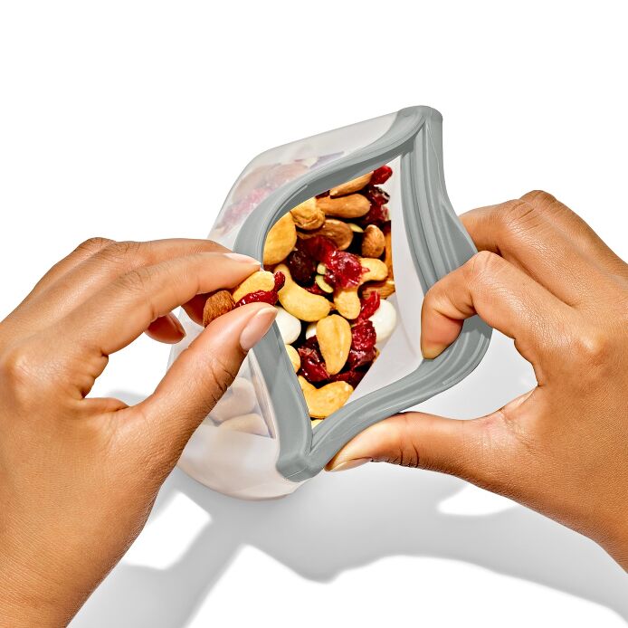 Silicone Reusable Bag Stand-Up Snack (12 oz) - Fog