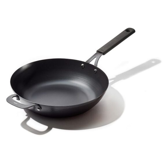 Carbon Steel Obsidian Series 12-Inch Wok with Silicone Sleeve