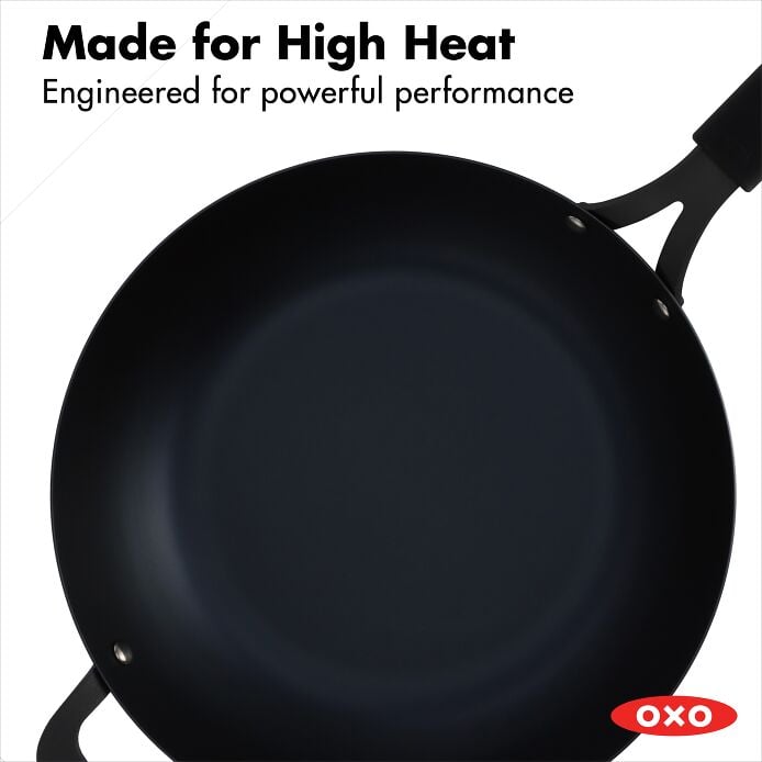 Carbon Steel Obsidian Series 12-Inch Wok with Silicone Sleeve