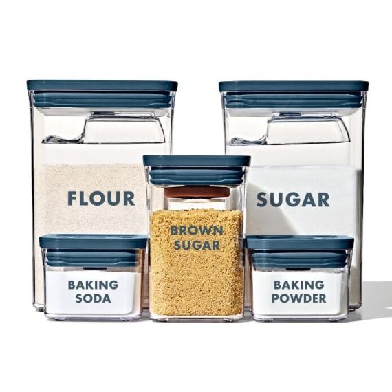 8-Piece Prelabeled Baking POP Container Set ?C Storm Blue