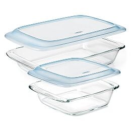 Glass Baking Dish with Lid (2.0 Qt) and Glass Baking Dish with Lid (3.0 Qt) Bundle