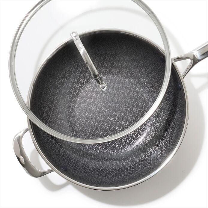 Trident Hybrid Non-Stick Stainless Steel 5 Qt Wok with Lid