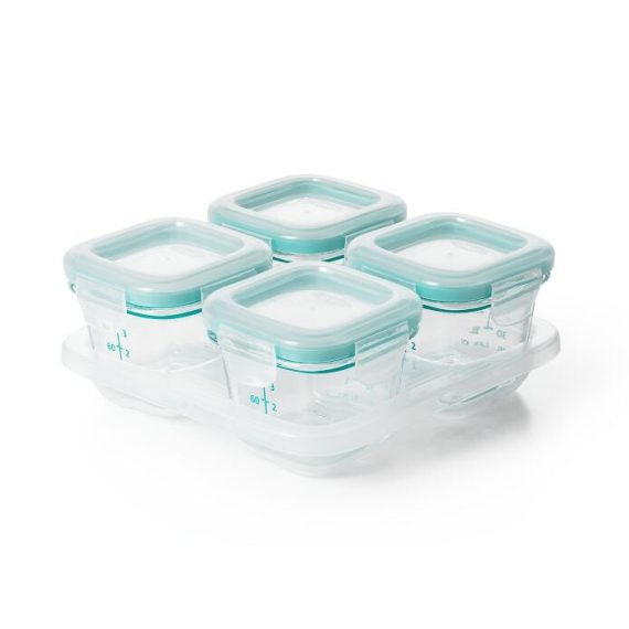 4 oz Glass Baby Blocks? Freezer Storage Containers - Teal