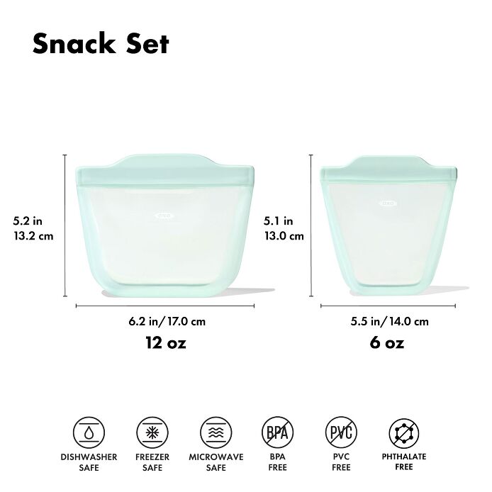 Tot Silicone Reusable Bags ?C 2 Piece Mixed Snack Set