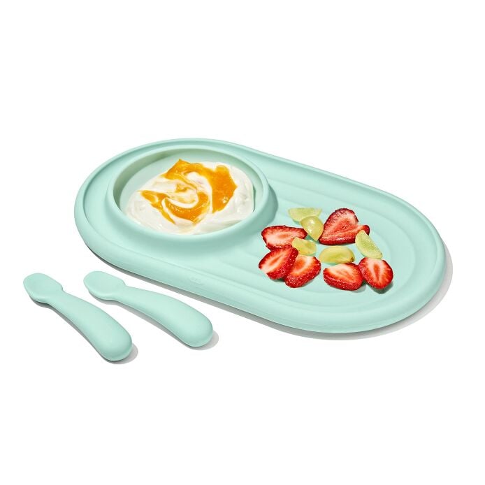 Textured Suction Plate & Spoons Set - 3-Piece