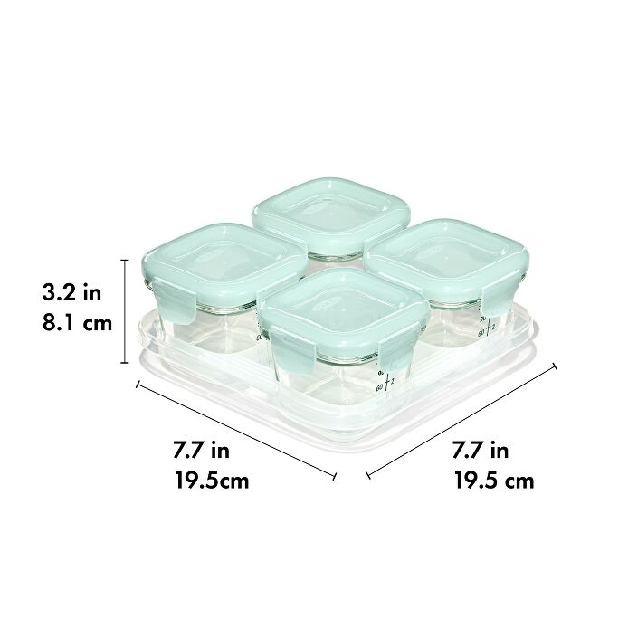 Glass Baby Blocks Food Storage Containers (4 oz) - Opal